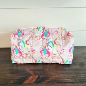 Handmade Unicorn Cosmetic Make Up Bag Pink/Teal Sz OS